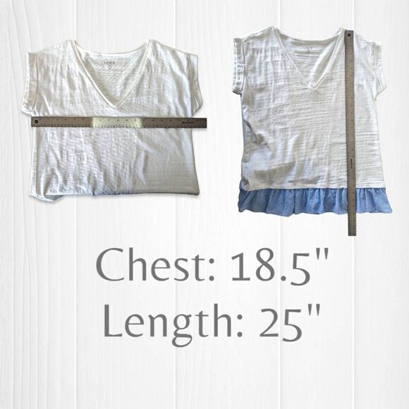 Loft Womens Top Layered Ruffled Hem Cap Sleeve White Medium Petite - Picture 6 of 8